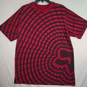 FOX Riders Racing Vortex T-shirt Red All Over Print Large Y2K Retro Motocross